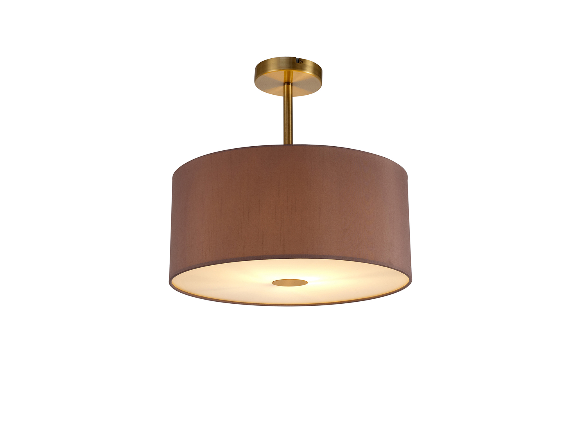 Baymont 40cm Semi Flush 1 Light Antique Brass, Taupe/Halo Gold, Frosted Diffuser